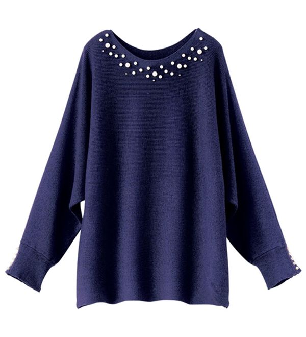 BELLUNA（ベルーナ）の「パール付ラメ入りドルマンニットプルオーバー（ニット・セーター）」｜詳細画像