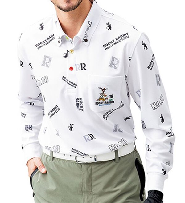 2枚組】＜ロッキーラビット＞ゴルフデザイン総柄ポロシャツ