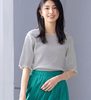 Viola e Viola（ヴィオラ エ ヴィオラ）の「ひんやリブ　メロウデザイントップス（カットソー）」｜ボーダー