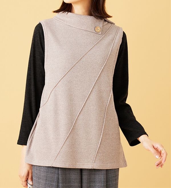 BELLUNA（ベルーナ）の「【2点セット】裏起毛素材衿デザインアンサンブル（アンサンブル）」｜詳細画像