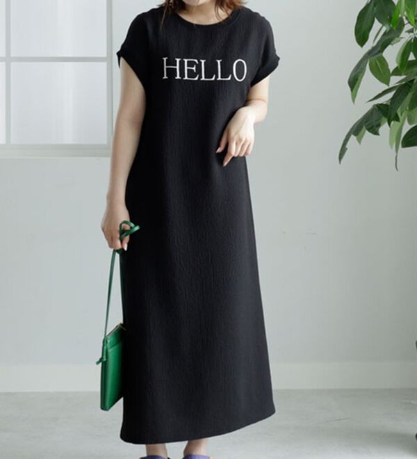 BELLUNA（ベルーナ）の「楊柳素材ロゴプリントワンピース（カットソーワンピース）」｜詳細画像