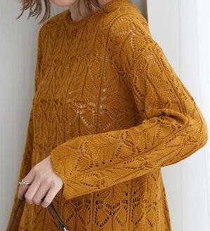 BELLUNA（ベルーナ）の「リボン柄透かし編ニットプルオーバー（ニット・セーター）」｜詳細画像