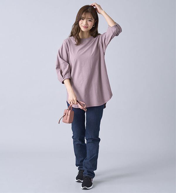 BELLUNA（ベルーナ）の「強撚綿１００％袖デザインプルオーバー（カットソー）」｜詳細画像