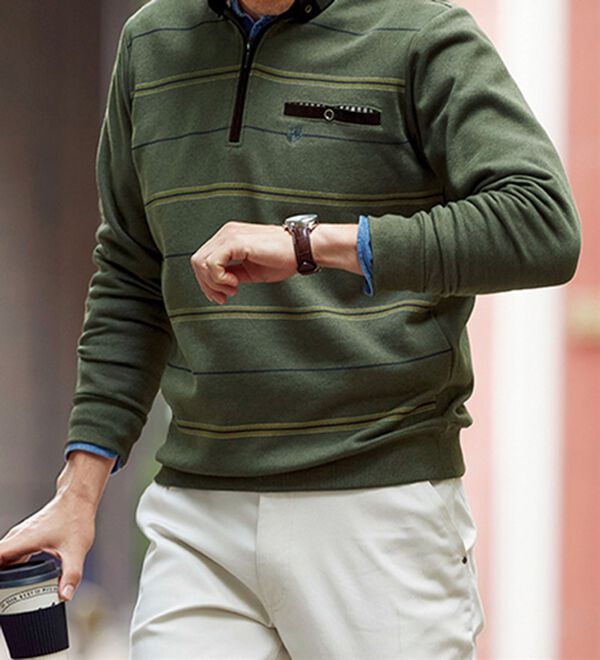 「＜ニコル　モリソン＞暖か衿デザイントレーナー　ボーダー（メンズトレーナー）」｜詳細画像