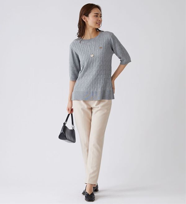 BELLUNA（ベルーナ）の「軽やか綿混！ケーブルニットプルオーバー（ニット・セーター）」｜詳細画像