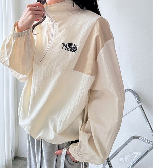 GeeRA（ジーラ）の「ハーフジップ配色ナイロンブルゾン（ブルゾン）」｜詳細画像