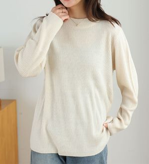 A HAPPY MARILYN（アハッピーマリリン）の「【ＬＬ～６Ｌ】Ｔシャツ感覚！カメレオン級の着回しが叶うリブニット（ニット・セーター）」｜アイボリー