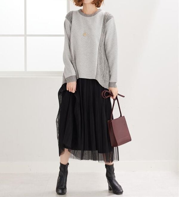 BELLUNA（ベルーナ）の「チュール素材プリーツスカート（ロングスカート）」｜詳細画像