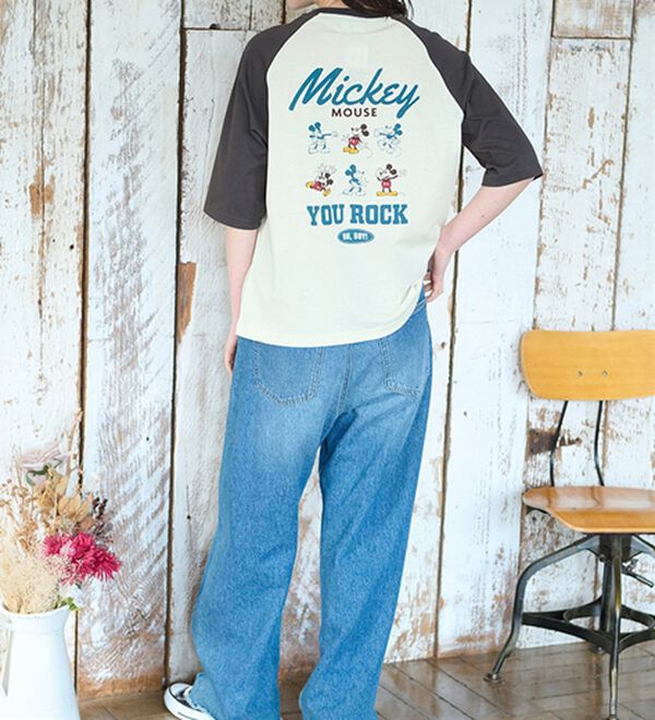 BELLUNA（ベルーナ）の「＜Ｄｉｓｎｅｙ＞【ミッキー】バックプリント７分丈ラグランＴシャツ（カットソー）」｜詳細画像