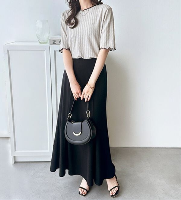 GeeRA（ジーラ）の「配色メロー５分袖表面感カットソー（カットソー）」｜詳細画像