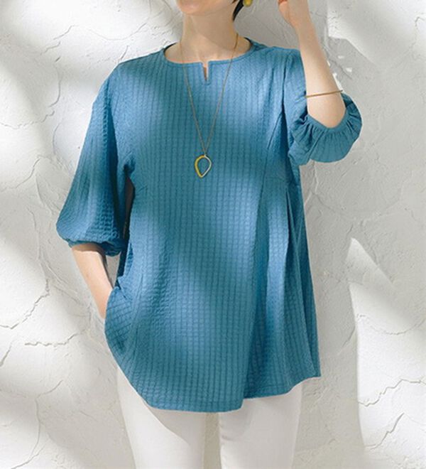 ルフラン（ルフラン）の「【３色組】【ヒヤロン】ストライプジャカードチュニック（チュニック）」｜詳細画像