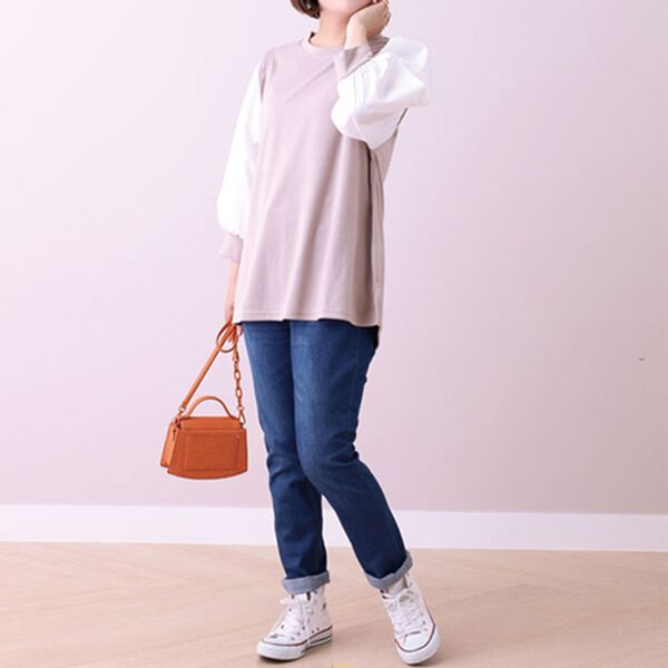 BELLUNA（ベルーナ）の「タック使いストライプ切替プルオーバー（カットソー）」｜詳細画像