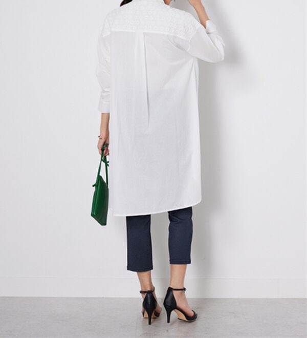 BELLUNA（ベルーナ）の「【Ｌａｇｒｉｌｕａ】ヴィンテージレース切替シアーロングシャツ（シャツワンピース）」｜詳細画像