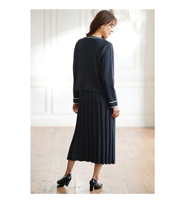 BELLUNA（ベルーナ）の「配色使いニットジャケットワンピースアンサンブル（アンサンブル）」｜詳細画像