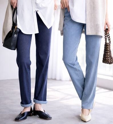 BELLUNA（ベルーナ）の「ヒンヤリ快適！接触冷感ニットデニムパンツ（フルレングスパンツ）」