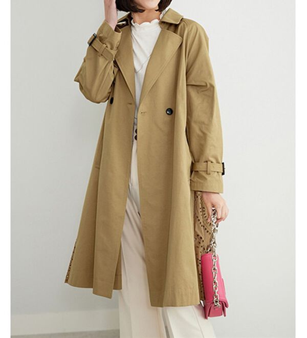 Ameri バックレーストレンチコート　ラベンダー セール】バックレースデザイン華やぎトレンチコート（トレンチ