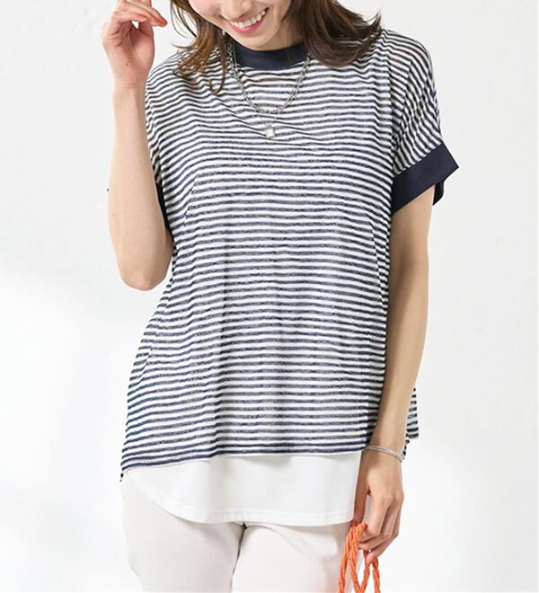 BELLUNA（ベルーナ）の「【２点セット】シアーボーダープルオーバーアンサンブル（アンサンブル）」｜詳細画像