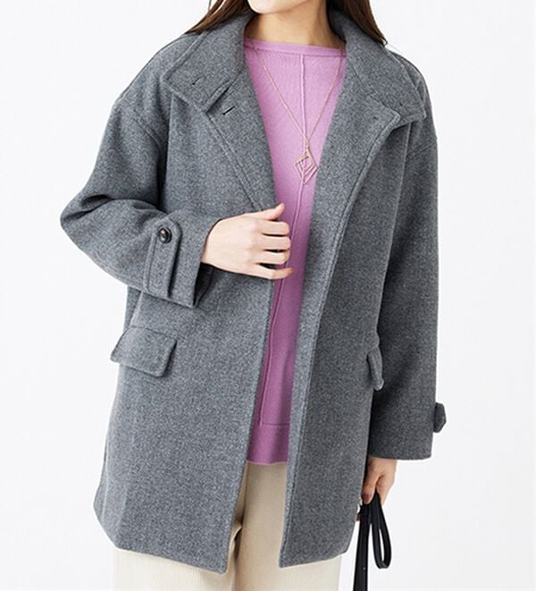 BELLUNA（ベルーナ）の「ウール調スタンド衿ミドル丈コクーンコート（ハーフコート）」｜詳細画像