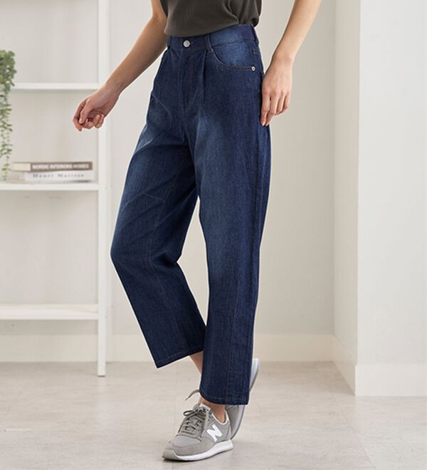 BELLUNA（ベルーナ）の「ひんやり冷感！カーブシルエットデニムパンツ（ワイドパンツ・ガウチョ）」｜詳細画像