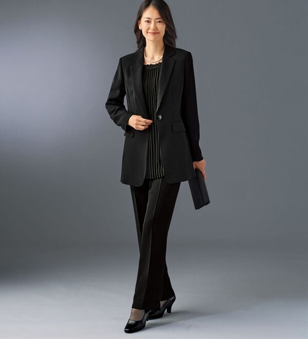 BELLUNA（ベルーナ）の「【３点セット】洗えるストレッチ素材！フォーマルパンツ３点セット（ブラックフォーマル（喪服・礼服））」｜詳細画像