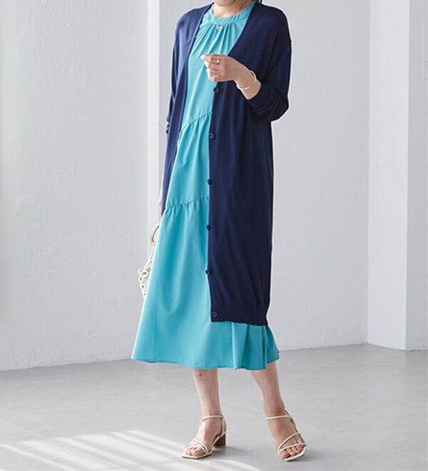 RANAN（ラナン）の「ロング丈Ｖネックニットカーデ（ニットカーディガン）」｜詳細画像