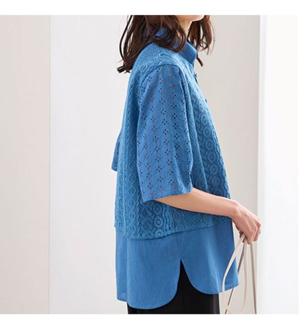 BELLUNA（ベルーナ）の「レース切替デザインシャツジャケット（シャツ）」｜詳細画像