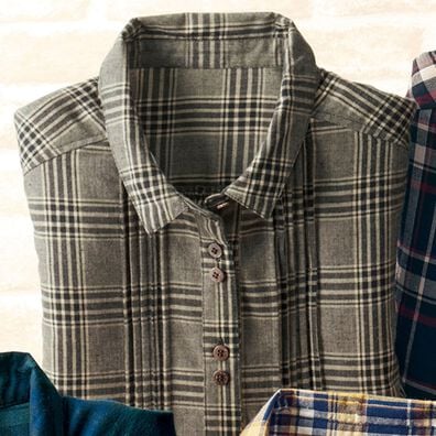 BELLUNA（ベルーナ）の「綿混素材チェック柄シャツチュニック（チュニック）」