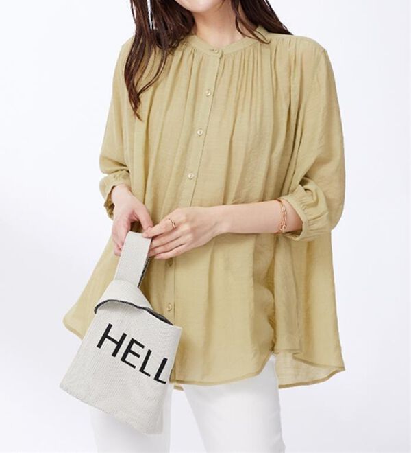 BELLUNA（ベルーナ）の「【新色追加】スラブ素材ギャザーデザインブラウス（ブラウス）」｜詳細画像