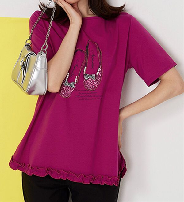 BELLUNA（ベルーナ）の「リボンモチーフ裾フリルプルオーバー（Tシャツ）」｜詳細画像