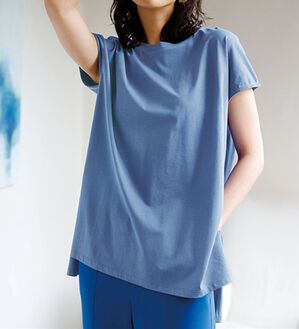RANAN（ラナン）の「＜BC＞綿100％ひんやりサイドスリットフレンチスリーブチュニック（チュニック）」｜ダスティブルー