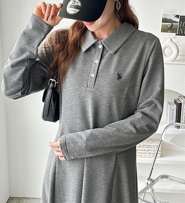 GeeRA（ジーラ）の「【U.S. POLO ASSN.】ポロ衿カットソーワンピース（その他ワンピース）」｜グレー
