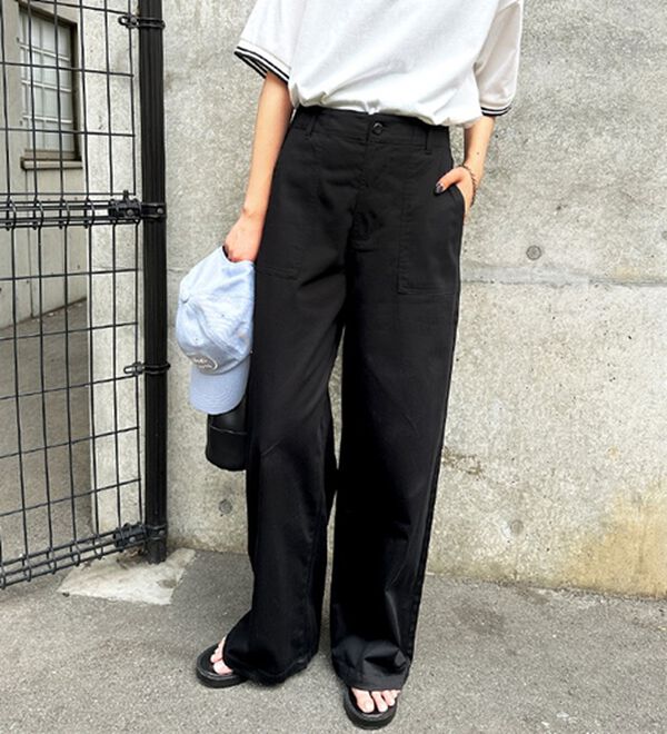 GeeRA（ジーラ）の「コットンワイドベイカーパンツ（フルレングスパンツ）」｜詳細画像