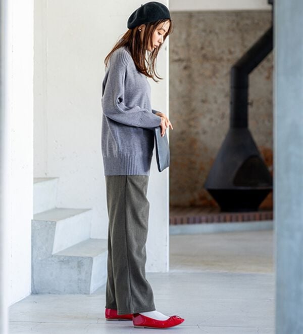 BELLUNA（ベルーナ）の「なめらか裏ベロアコーデュロイワイドパンツ（ワイドパンツ・ガウチョ）」｜詳細画像