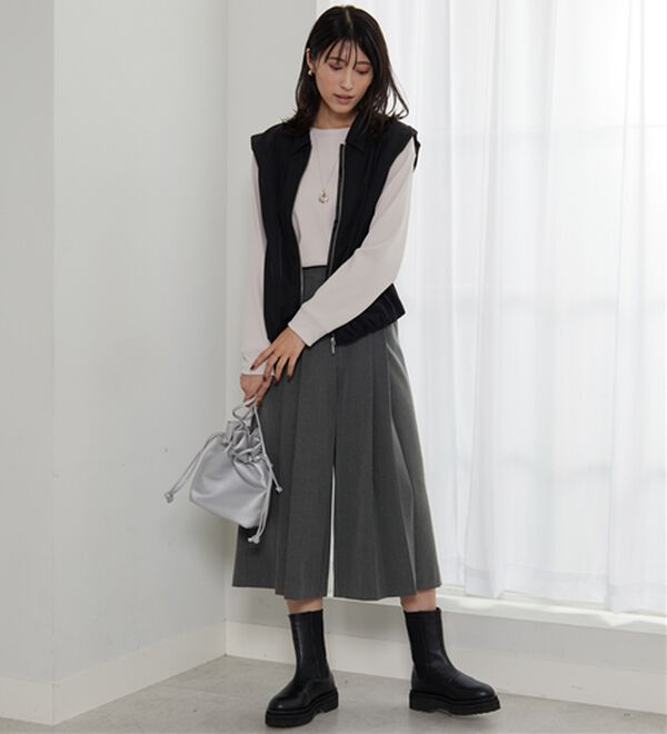 BELLUNA（ベルーナ）の「サマ見えプリーツデザインワイドパンツ（ワイドパンツ・ガウチョ）」｜詳細画像