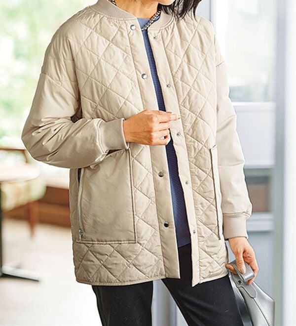 BELLUNA（ベルーナ）の「軽い着心地！ビッグポケット付キルトコート（ハーフコート）」｜アイボリー