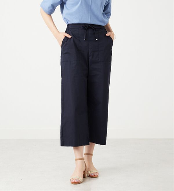 BELLUNA（ベルーナ）の「【店舗・ネット限定】サラリ綿混ベイカーワイドパンツ（ワイドパンツ・ガウチョ）」｜詳細画像