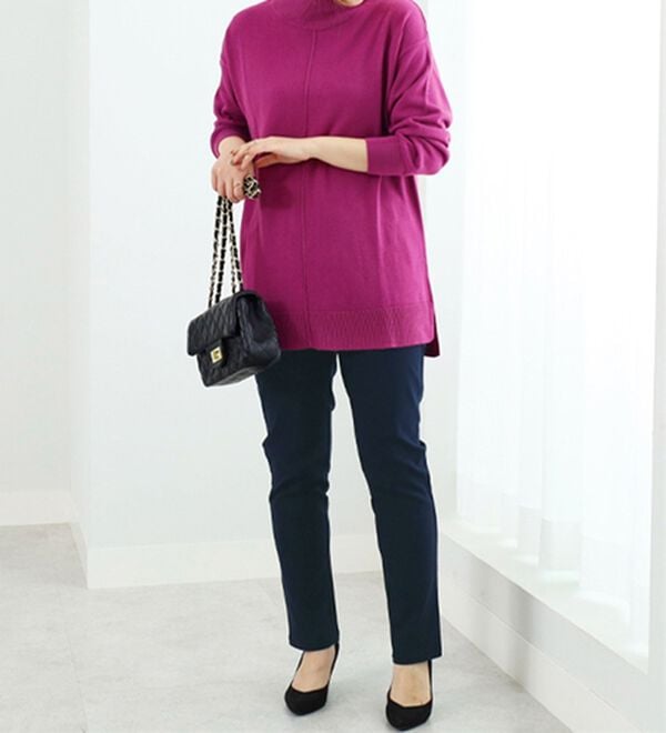 BELLUNA（ベルーナ）の「チノ見えストレッチ素材スリムパンツ（フルレングスパンツ）」｜詳細画像