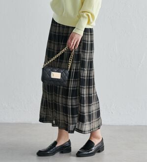 RANAN（ラナン）の「シフォンプリーツマキシスカート（ロングスカート）」｜ブラック系チェック