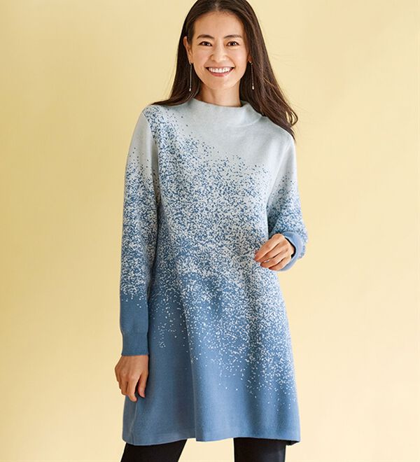 BELLUNA（ベルーナ）の「ロング丈配色ジャカードニットチュニック（チュニック）」｜詳細画像