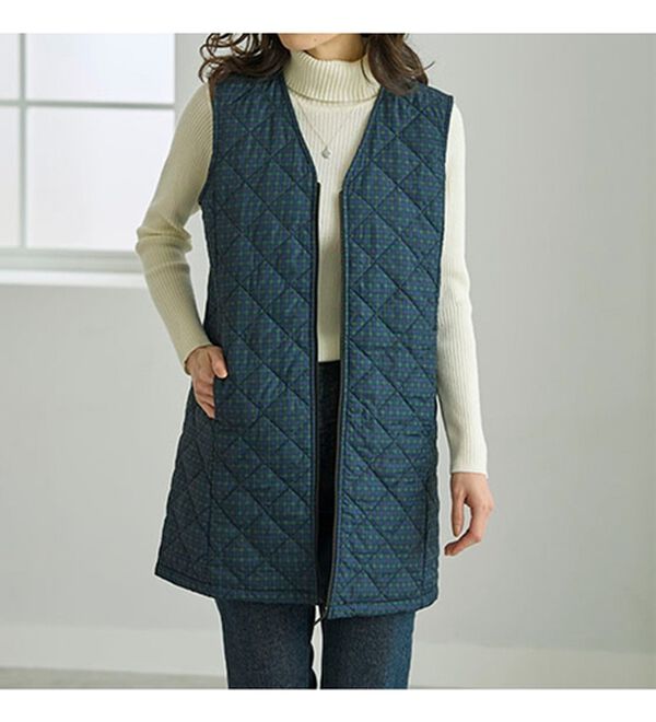 BELLUNA（ベルーナ）の「【マジ軽ウォーム】蓄熱保温キルトロングベスト（ポーチ付）（ベスト）」｜詳細画像