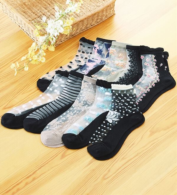 「【１０足組】柄おまかせシースルーソックス（靴下・ストッキング）」｜詳細画像