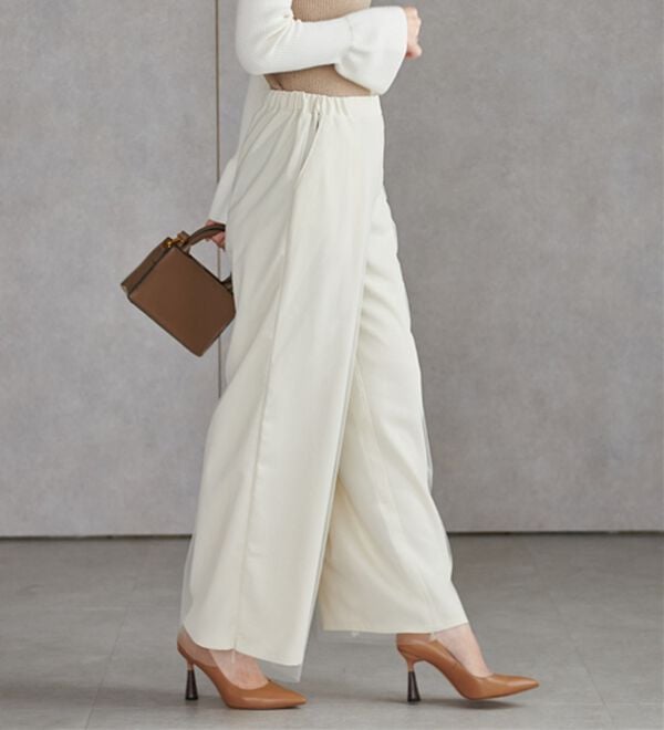 RANAN（ラナン）の「シアー重ねデザインワイドパンツ（フルレングスパンツ）」｜詳細画像