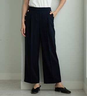 BELLUNA（ベルーナ）の「メランジストレッチ素材ワイドパンツ（ワイドパンツ・ガウチョ）」｜ネイビー