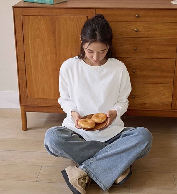 CHAN ME（チャンミ）の「綿１００％ラウンドヘムオーバーサイズＴシャツ（Tシャツ）」｜詳細画像