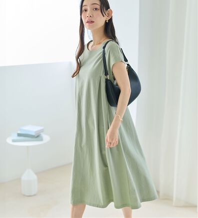 Viola e Viola（ヴィオラ エ ヴィオラ）の「【選べる２丈】綿１００％タック使いワンピース＜Ｓ～４Ｌ＞（チュニックワンピース）」