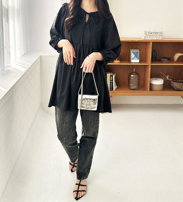 GeeRA（ジーラ）の「前後２ＷＡＹチェックペプラムチュニック（チュニック）」｜詳細画像