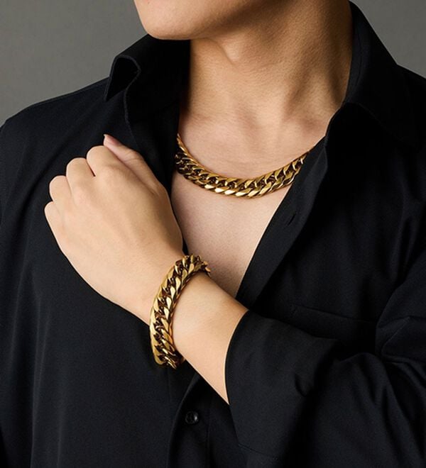 「極太多面カットＰＶダイヤ入り磁気アクセサリー　ブレスレット（メンズブレスレット）」｜詳細画像