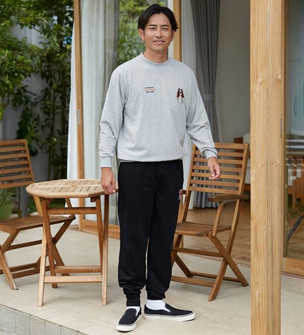 「＜ハッシュパピー＞ブランドデザイン裏毛トレーナー・パンツ（メンズルームウェア）」｜詳細画像