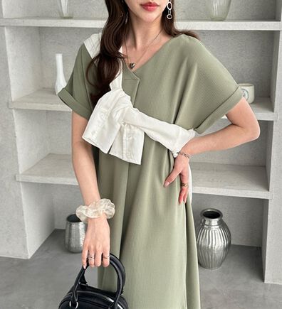 GeeRA（ジーラ）の「ひんやり快適！ジャカードスキッパーワンピ（カットソーワンピース）」