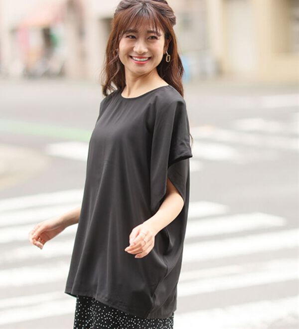 A HAPPY MARILYN（アハッピーマリリン）の「【麗シルエット】綿１００％ 二の腕周りをひらっと隠す シフォン重ね ブラウス（ブラウス）」｜詳細画像